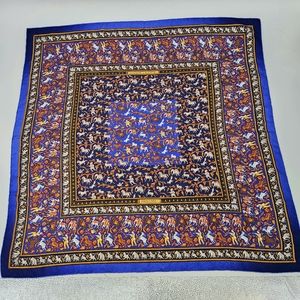 Hermes 'Chasse en Indie' Vibrant Blue Silk Carre 90 Scarf
